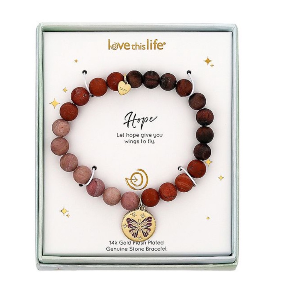 NWT Genuine Stone Bracelet - Pink and Brown